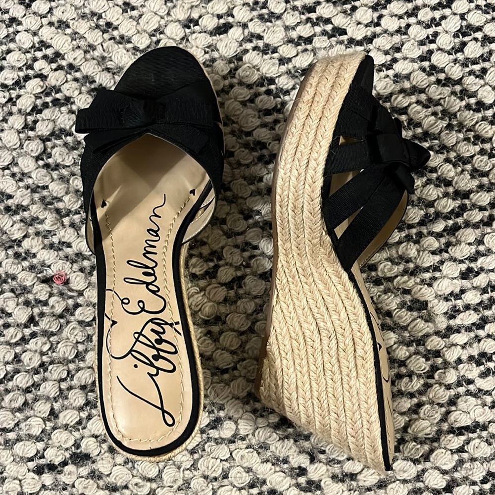Libby. Edelman black wedge sandals